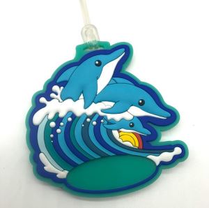 3D ceļojumu kompānijas logotips Dolphin PVC bagāžas birka