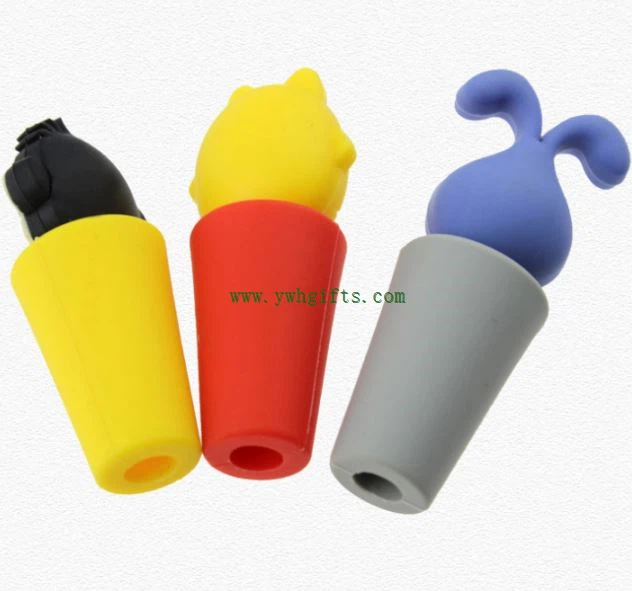 Cartoon Design BPA Free Leakproof No Smell Silicone Wine Bottle Stoppe Cap